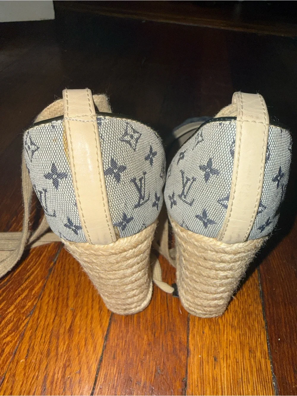 Louis Vuitton logo blue denim espadrilles s 40